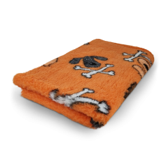 Vet Bed arancione con cagnolini teschietti