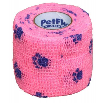 Bendaggio elastico rosa disegno zampe per cani