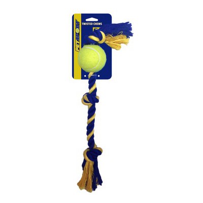 Corda Treccia cotonosso 3 nodi con pallina gomma 6 cm. per cani