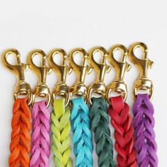 Guinzagli in cuoio colorato con moschettone ottone