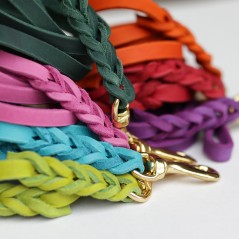 Guinzagli in cuoio colorato con moschettone ottone
