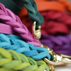 Guinzagli in cuoio colorato con moschettone ottone