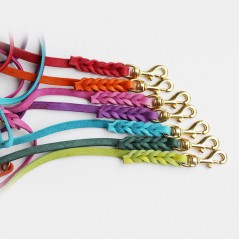 Guinzagli in cuoio colorato con moschettone ottone
