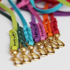 Guinzagli in cuoio colorato con moschettone ottone