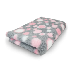 Vet Bed Grigio con cerchi rosa chiaro e bianco