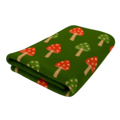 Vet Bed Verde con simpatici funghetti rossi e verdi