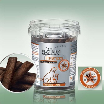 Snack Platinum Fit Sticks Chicken e Lamb. 76% Carne fresca per cani