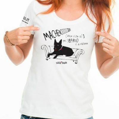 T-shirt caniaddestraumani Conto fino... Maglietta sallystyle gadget cani