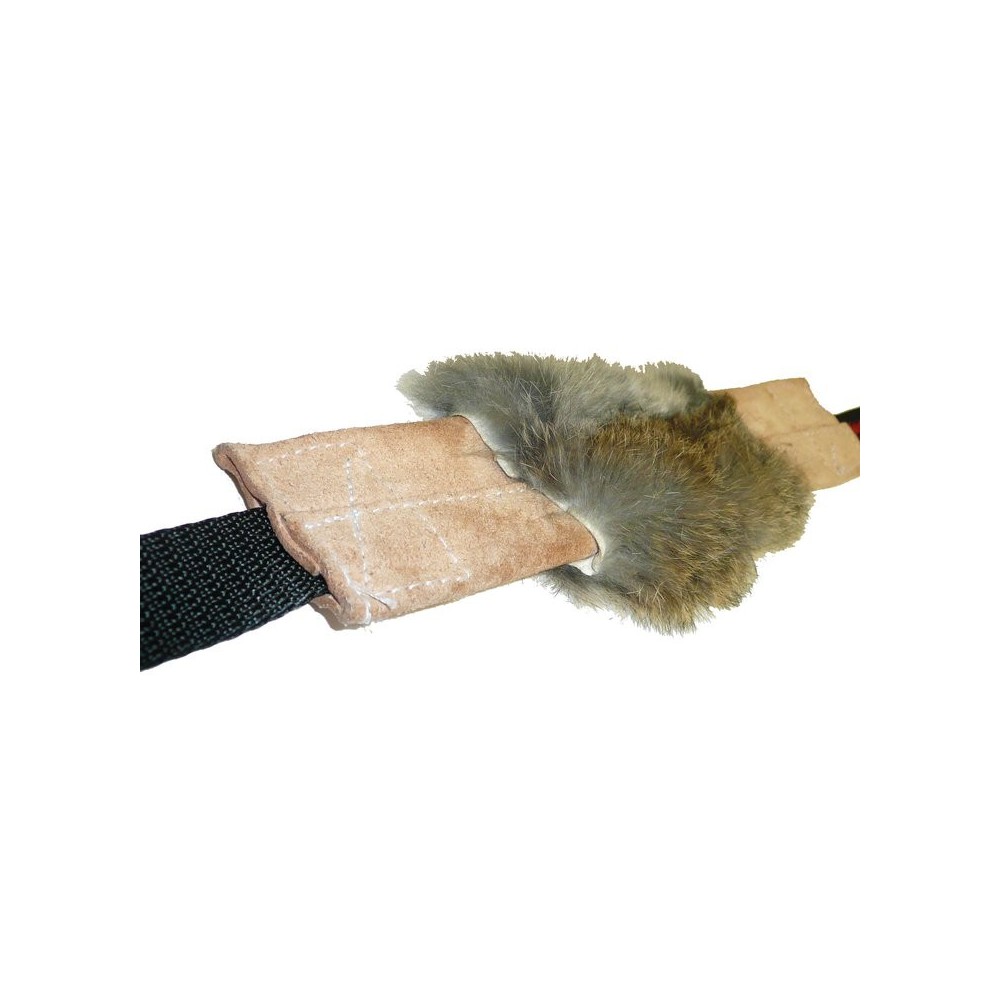 Tug Pelle con pelo coniglio doppia impugnatura per cani