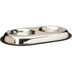 Ciotola Acciaio Doppia con base antiscivolo Diam 11 cm. per cani