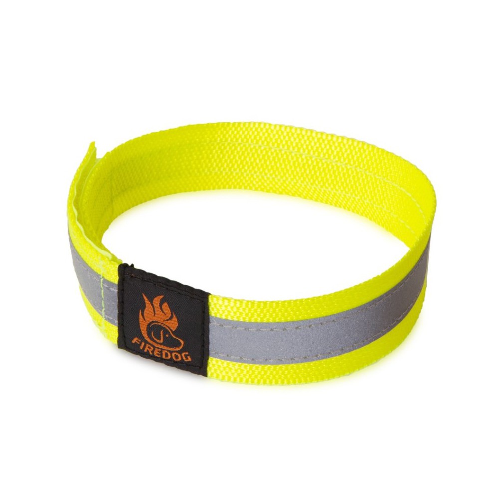 Collare Firedog riflettente con velcro giallo neon per cani